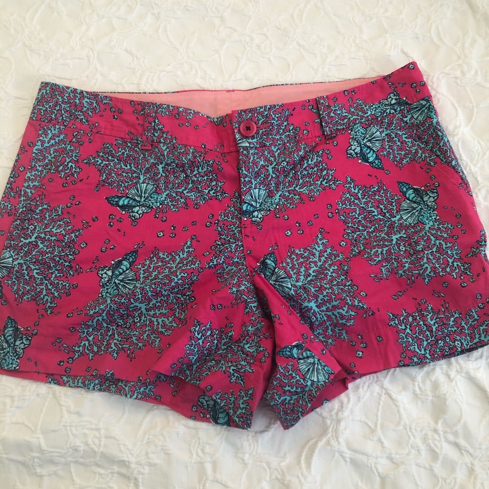 Lily Pulitzer 14 Callahan Short EUC coral pattern